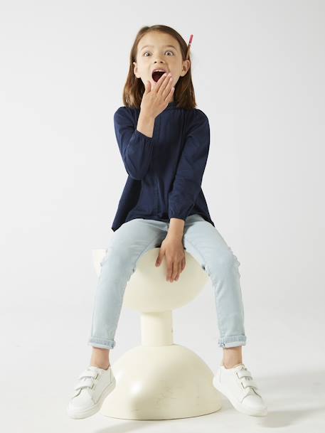 Jean tregging Basics fille bleu jean+denim gris+double stone+stone 9 - vertbaudet enfant 