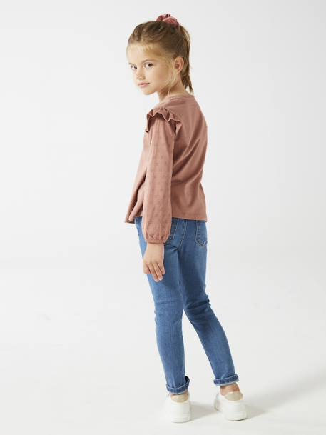 Tee-shirt volanté BASICS fille personnalisable bois de rose+écru+marine 9 - vertbaudet enfant 