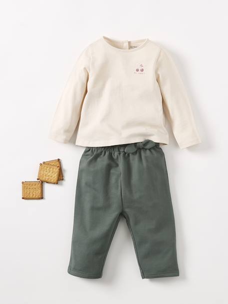 Pantalon en molleton bébé taille élastiquée BASICS corail+encre+vert bouteille 10 - vertbaudet enfant 