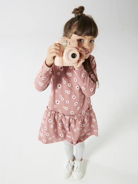 Robe Basics imprimée fille manches longues marron imprimé+rose imprimé+rose poudré 7 - vertbaudet enfant 