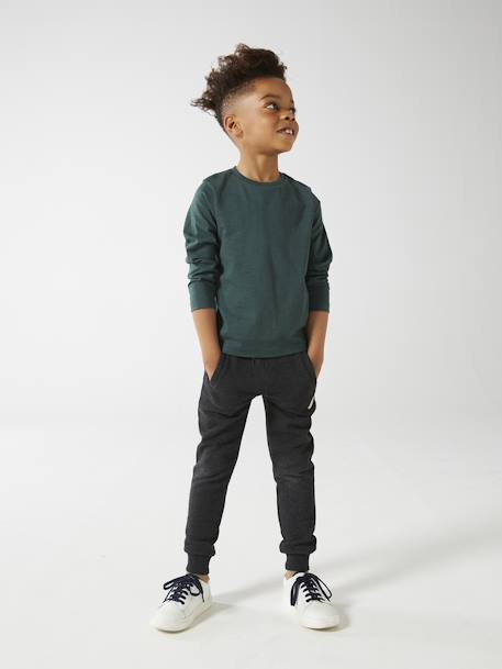 T-shirt couleur Basics personnalisable garçon manches longues Bleu+ECRU+marine+marron clair+vert+vert sapin 7 - vertbaudet enfant 