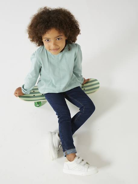 Jean tregging Basics fille bleu jean+denim gris+double stone+stone 20 - vertbaudet enfant 