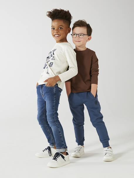 Pantalon jogging Basics garçon en molleton blanc chiné+dark bleu ardoise+gris moyen chiné+marine chiné+noir chiné+vert sapin 5 - vertbaudet enfant 