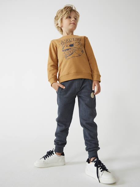 Sweat Basics motifs graphiques garçon bleu nuit+noix de pécan+vert 11 - vertbaudet enfant 