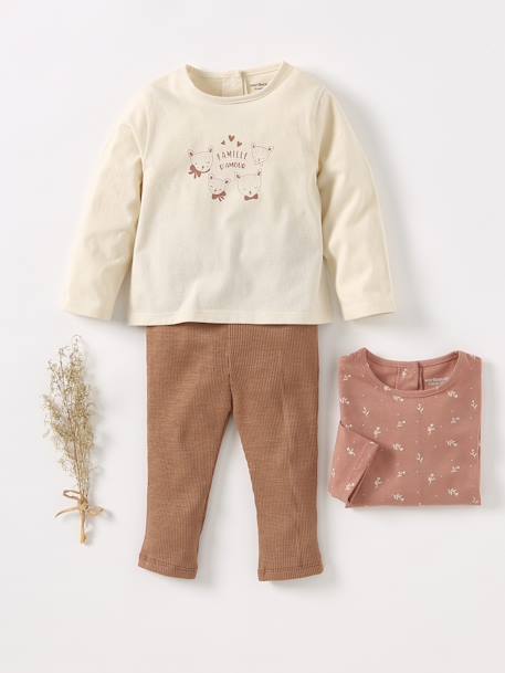 Lot de 2 T-shirts BASICS bébé manches longues rose+rose pâle 6 - vertbaudet enfant 