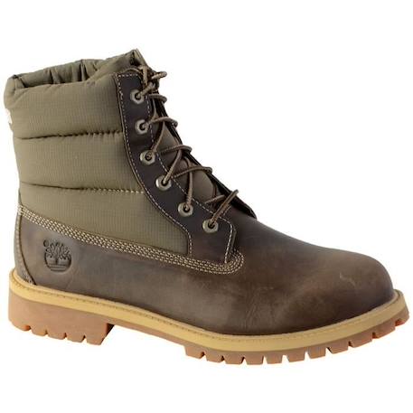 Boots Timberland Petits Prem 6 IN Quilt - Mixte - Enfant - Marron - Lacets - Cuir - Olive full grain MARRON 3 - vertbaudet enfant 