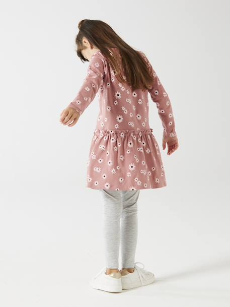 Robe Basics imprimée fille manches longues marron imprimé+rose imprimé+rose poudré 11 - vertbaudet enfant 