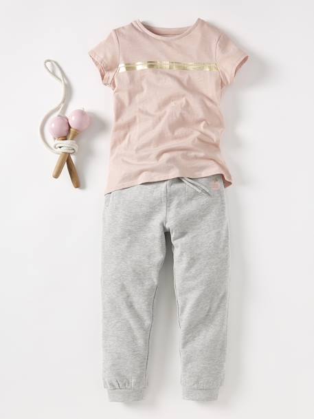 Pantalon jogging Basics fille bleu ardoise+gris clair chine+rose 16 - vertbaudet enfant 