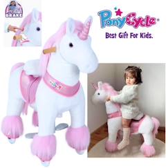 PonyCycle Modèle U à enfourcher Animal qui marche Peluche licorne rose à roulettes avec frein Taille 3 pour les 3-5 ans Ux302  - vertbaudet enfant