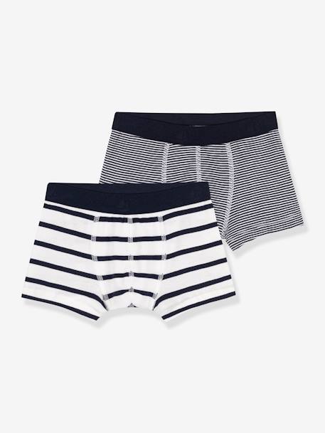 Lot de 2 boxers rayés PETIT BATEAU lot blanc 1 - vertbaudet enfant 