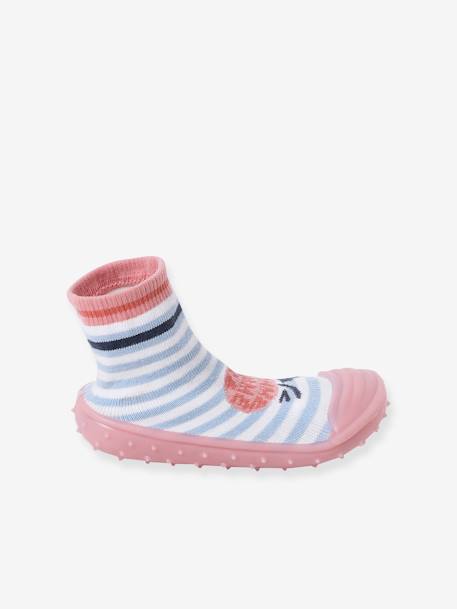 Chaussons chaussettes antidérapants enfant rayé bleu 3 - vertbaudet enfant 