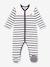 Pyjama bébé rayé en velours PETIT BATEAU blanc imprimé 1 - vertbaudet enfant 