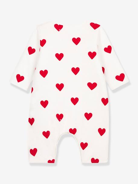 Combinaison longue cœurs rouges bébé en côte PETIT BATEAU blanc imprimé 3 - vertbaudet enfant 