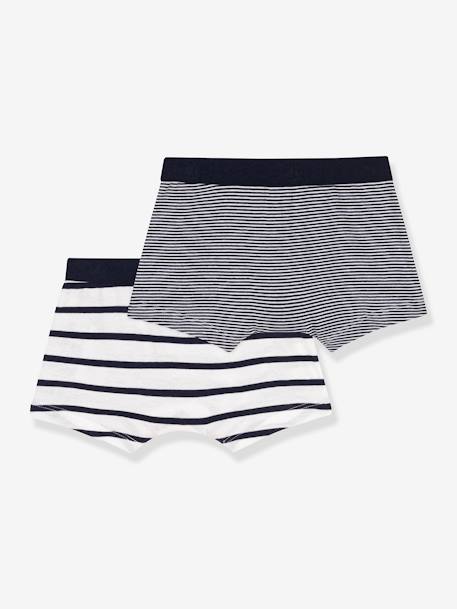 Lot de 2 boxers rayés PETIT BATEAU lot blanc 2 - vertbaudet enfant 