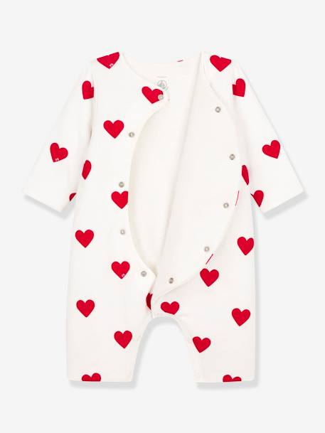 Combinaison longue cœurs rouges bébé en côte PETIT BATEAU blanc imprimé 2 - vertbaudet enfant 