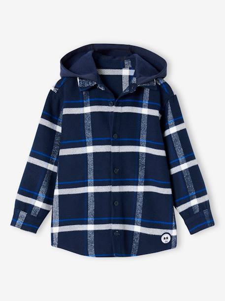 Chemise à capuche à grands carreaux garçon en flanelle marine 2 - vertbaudet enfant 