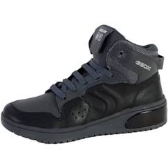 Basket Montante - GEOX - J Xled B.A YNT+TUMB.SYNT J947QA - Noir/Gris foncé - Lacets - Garçon - Résistantes  - vertbaudet enfant