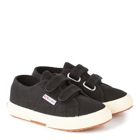 Basket Superga 2750 COT JSTRAP CLASSIC Cadet - SUPERGA - Enfant - Noir - Scratch - Textile NOIR 3 - vertbaudet enfant 