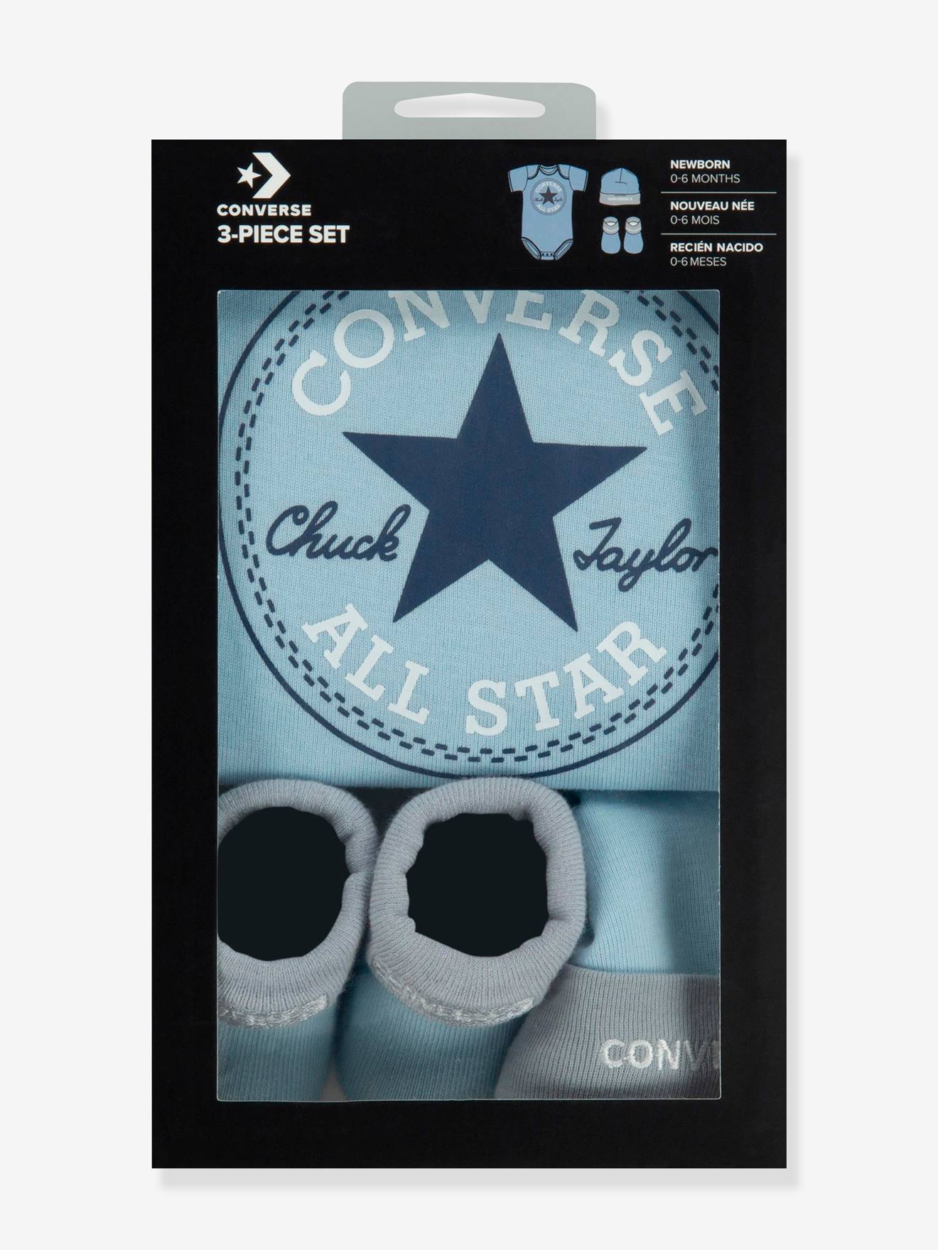 Ensemble 3 pi ces chaussons body bonnet Converse bleu