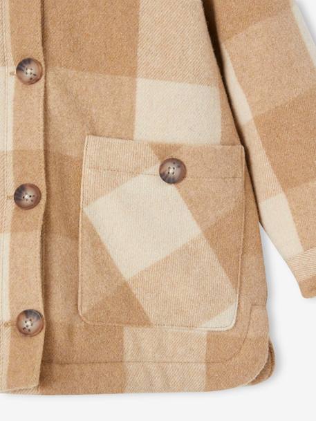 Manteau style surchemise en lainage à carreaux fille carreaux marron+carreaux rose 6 - vertbaudet enfant 