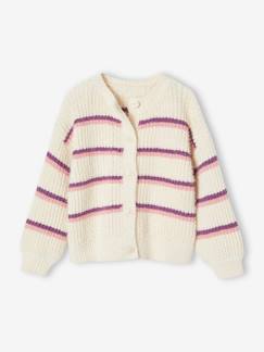 -Gilet rayé en maille chenille fille