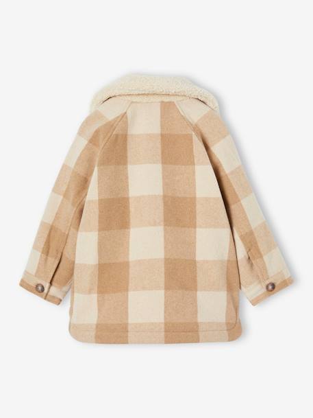 Manteau style surchemise en lainage à carreaux fille carreaux marron+carreaux rose 4 - vertbaudet enfant 