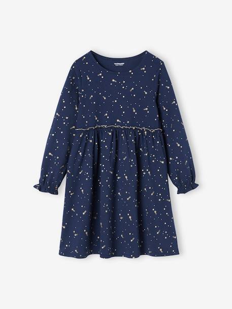 Fille-Robe-Robe de fête motifs étoiles irisés fille