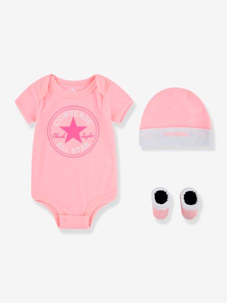 Ensemble 3 pièces chaussons + body + bonnet Converse® rose 1 - vertbaudet enfant 