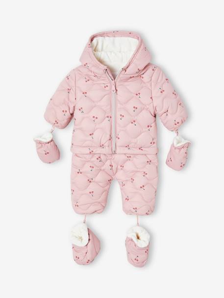 Combi-pilote avec moufles et chaussons bébé 2 en 1 mauve 1 - vertbaudet enfant 