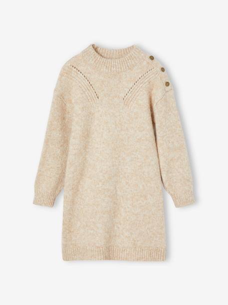 Robe en tricot fille beige chiné+vert 1 - vertbaudet enfant 