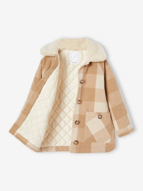 Manteau style surchemise en lainage à carreaux fille carreaux marron+carreaux rose 3 - vertbaudet enfant 