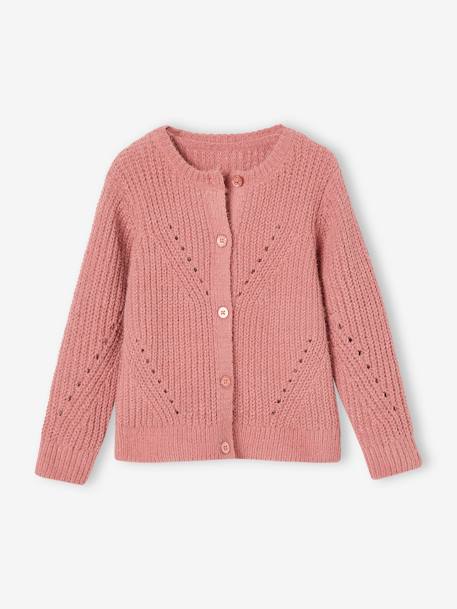 Fille-Pull, gilet, sweat-Gilet en maille chenille ajourée fille