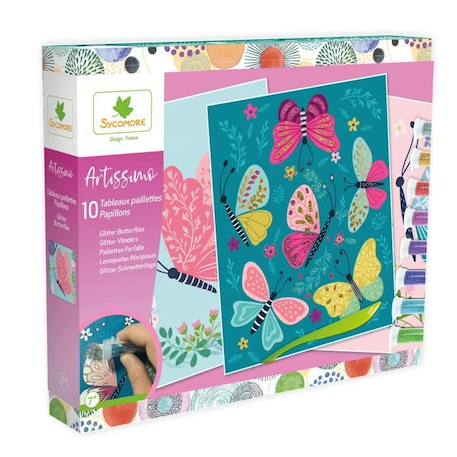 Sycomore - 10 tableaux paillettes Papillons ROSE 1 - vertbaudet enfant 