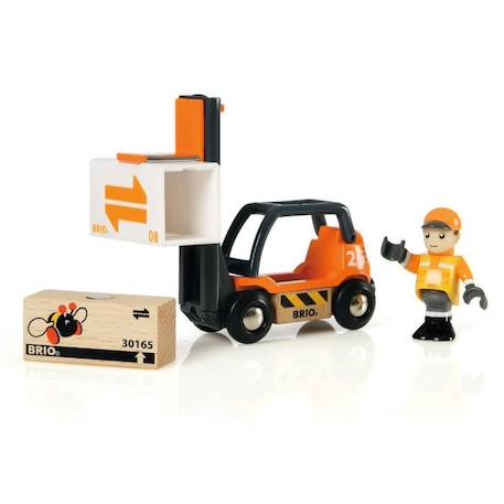 Chariot élévateur BRIO 33573 pour circuit de train en bois avec figurine incluse dès 3 ans ORANGE 2 - vertbaudet enfant 