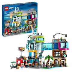 Jouet-Jeux d'imagination-LEGO® City 60380 Le Centre-Ville, Jouet de Maquettes avec Salon de Coiffure, Vétérinaire, et Hôtel