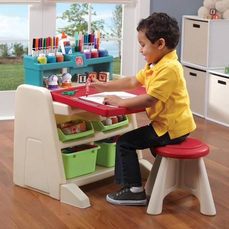 Bureau pour enfant 2-en-1 et chevalet - STEP2 - Flip & Doodle - Rouge et Vert - A partir de 3 ans ROUGE 4 - vertbaudet enfant 