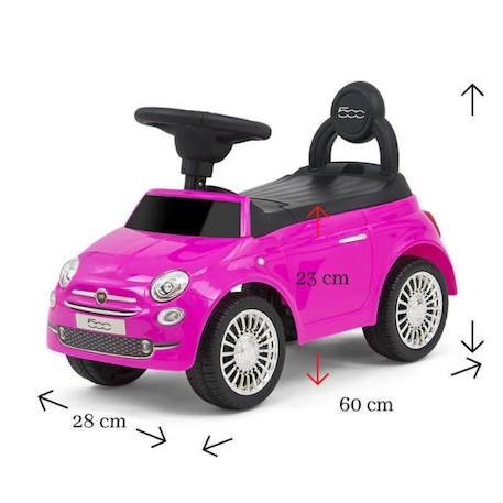 Porteur pour bébé Milly Mally Fiat 500 Rose - Jouet premier âge pour l'équilibre et la coordination - 12-36 mois ROSE 2 - vertbaudet enfant 