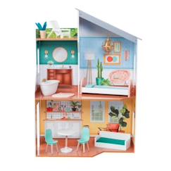 -KidKraft - Maison de poupées Emily en bois avec 10 accessoires inclus