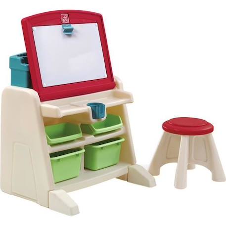 Bureau pour enfant 2-en-1 et chevalet - STEP2 - Flip & Doodle - Rouge et Vert - A partir de 3 ans ROUGE 1 - vertbaudet enfant 