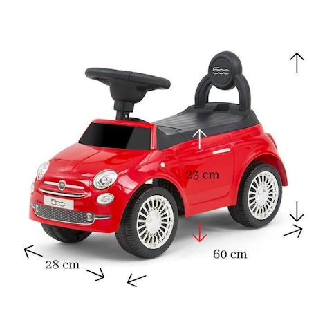 Porteur Milly Mally Fiat 500 Rouge ROUGE 2 - vertbaudet enfant 