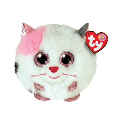 Peluche TY Puffies - Muffin le chat - Blanc - Jaune - Mixte BLANC 1 - vertbaudet enfant 