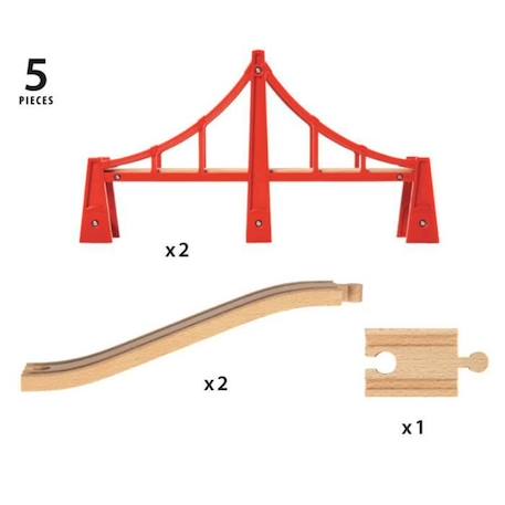 Pont Suspendu Double Brio 33683 pour Circuit de Train en Bois - 113cm - Mixte - A partir de 3 ans ROUGE 3 - vertbaudet enfant 