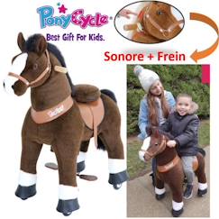 Jouet-PonyCycle - Poney à monter Brun chocolat avec sabot blanc Grand modèle