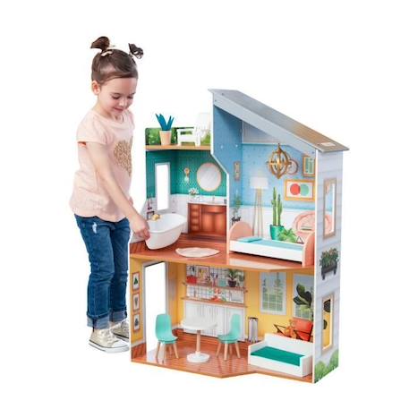 KidKraft - Maison de poupées Emily en bois avec 10 accessoires inclus ORANGE 2 - vertbaudet enfant 