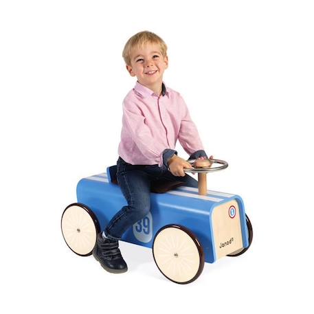 Porteur voiture en bois JANOD - Design vintage et épuré - Roues multidirectionnelles - Mixte - Dès 2 ans BLEU 4 - vertbaudet enfant 