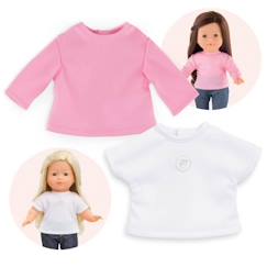 Jouet-Poupons et poupées-Poupées mannequins et accessoires-Lot de 2 T-shirts blanc et rose pour poupée Ma Corolle 36 cm - Corolle