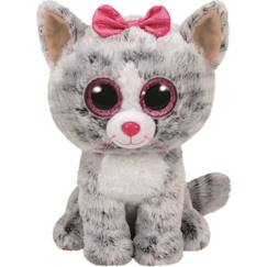 Jouet-Premier âge-Peluche Kiki le Chat - TY - 15 cm - Gris et Rose - Pour Enfant - Gamme Plush