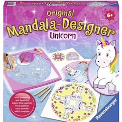 Jouet-Activités artistiques et musicales-Tableaux, dessin et peinture-Ravensburger Mandala Design Licorne - Loisirs créatifs pour enfants dès 6 ans