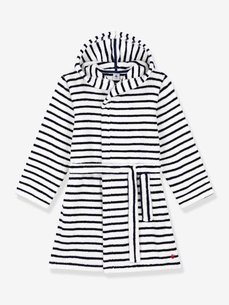 Peignoir rayé en éponge PETIT BATEAU blanc imprimé 1 - vertbaudet enfant 