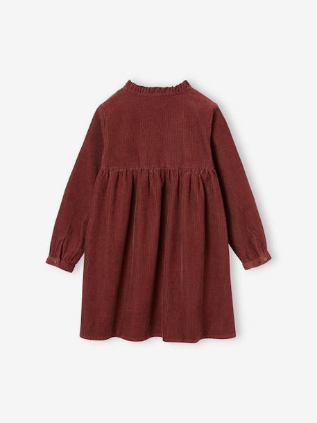 Robe velours col volanté fille chocolat+prune 2 - vertbaudet enfant 